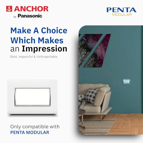 Anchor by Panasonic Penta 4 Module Gina Cover Plate with Chrome Collar for Switch Board (White, 65804-2) - Image 3