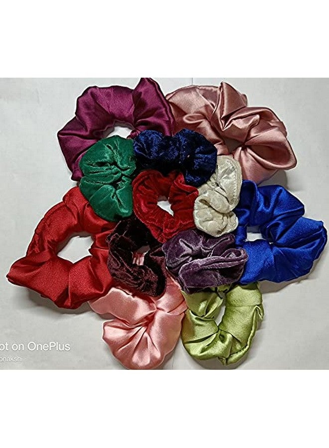 دريشتي مطاط شعر متعدد الألوان من دريشتي مصنوع من المخمل والساتان العادي للفتيات والنساء، عبوة من 12 قطعة - Image 2