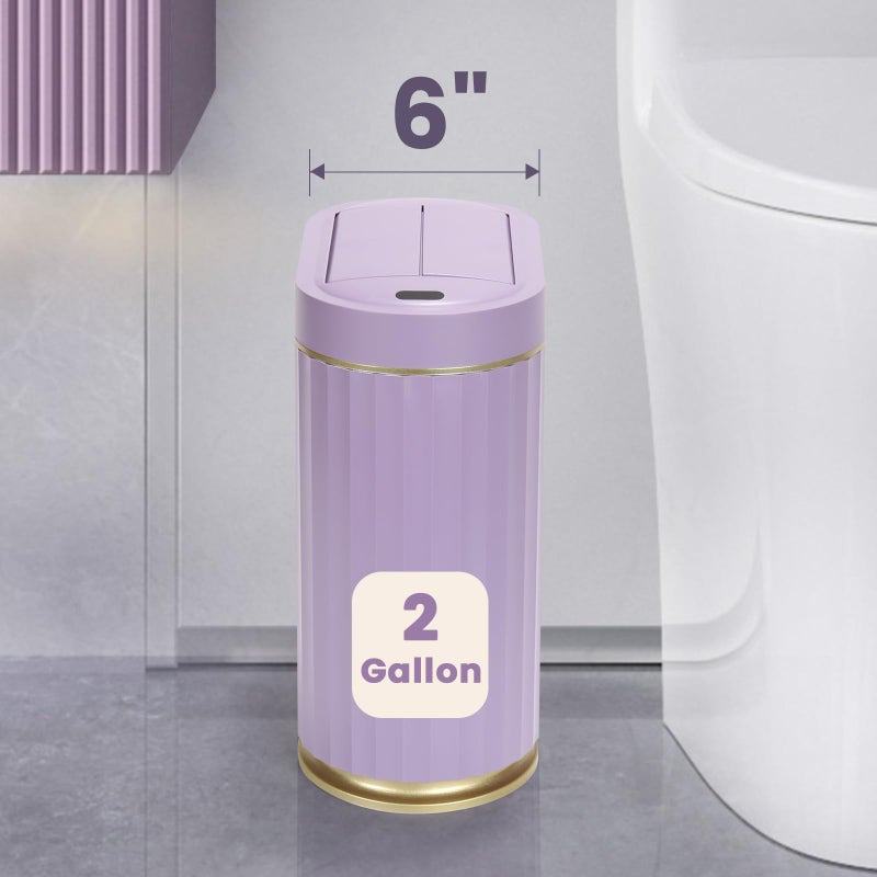 ELPHECO Bathroom Trash Can with Lid Butterfly, Motion Sensor Trash Can Bathroom Decor Automatic Garbage Can Wastebasket Bathroom Accessories, Kitchen, Living Room, Office, Purple Gold - Image 3