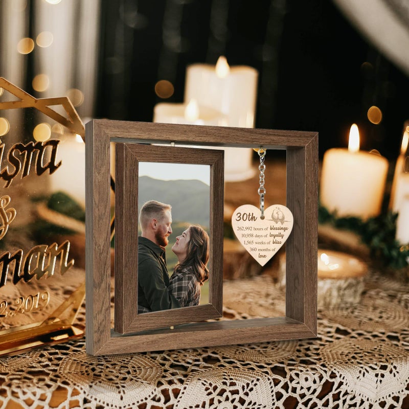 EYITUPC 30th Wedding Anniversary Wood Picture Frame Gifts  30 Year Anniversary Photo Frame Gifts for Couples Wife Husband (Display Two 4x6) - Image 4