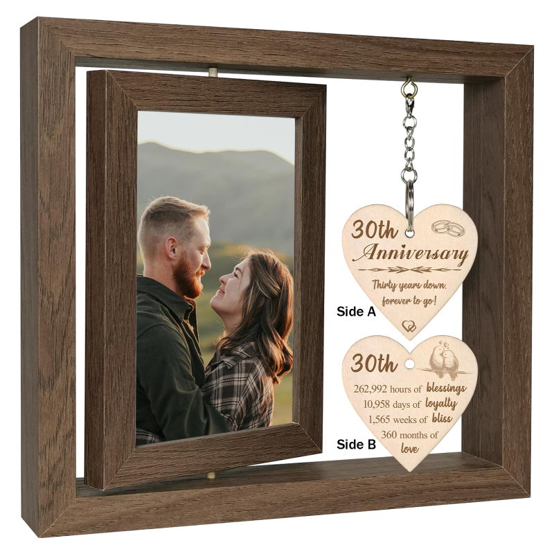 EYITUPC 30th Wedding Anniversary Wood Picture Frame Gifts  30 Year Anniversary Photo Frame Gifts for Couples Wife Husband (Display Two 4x6) - Image 1