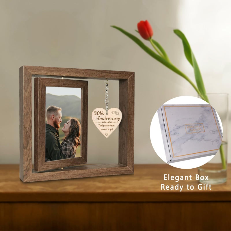 EYITUPC 30th Wedding Anniversary Wood Picture Frame Gifts  30 Year Anniversary Photo Frame Gifts for Couples Wife Husband (Display Two 4x6) - Image 2