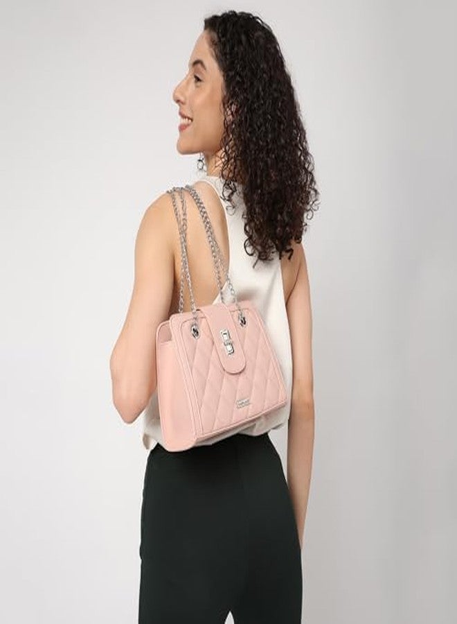 Fastrack Quilted Shoulder Bag | Faux-Leather Women's Handbag | Adjustable Strap with Flap Lock & Gold Hardware - Image 3