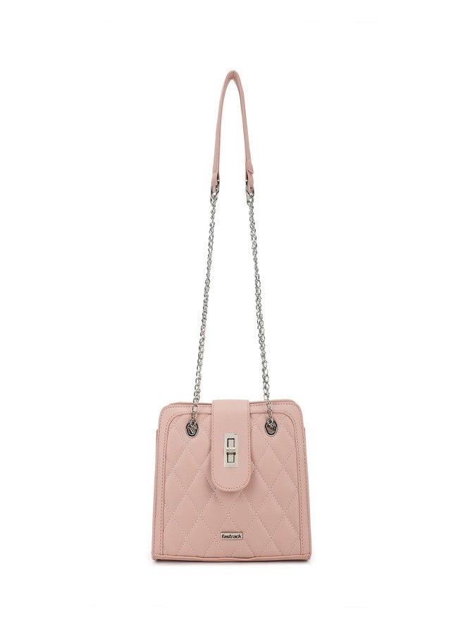 Fastrack Quilted Shoulder Bag | Faux-Leather Women's Handbag | Adjustable Strap with Flap Lock & Gold Hardware - Image 2