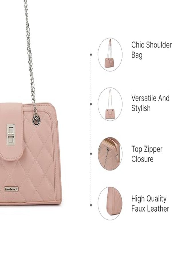 Fastrack Quilted Shoulder Bag | Faux-Leather Women's Handbag | Adjustable Strap with Flap Lock & Gold Hardware - Image 4