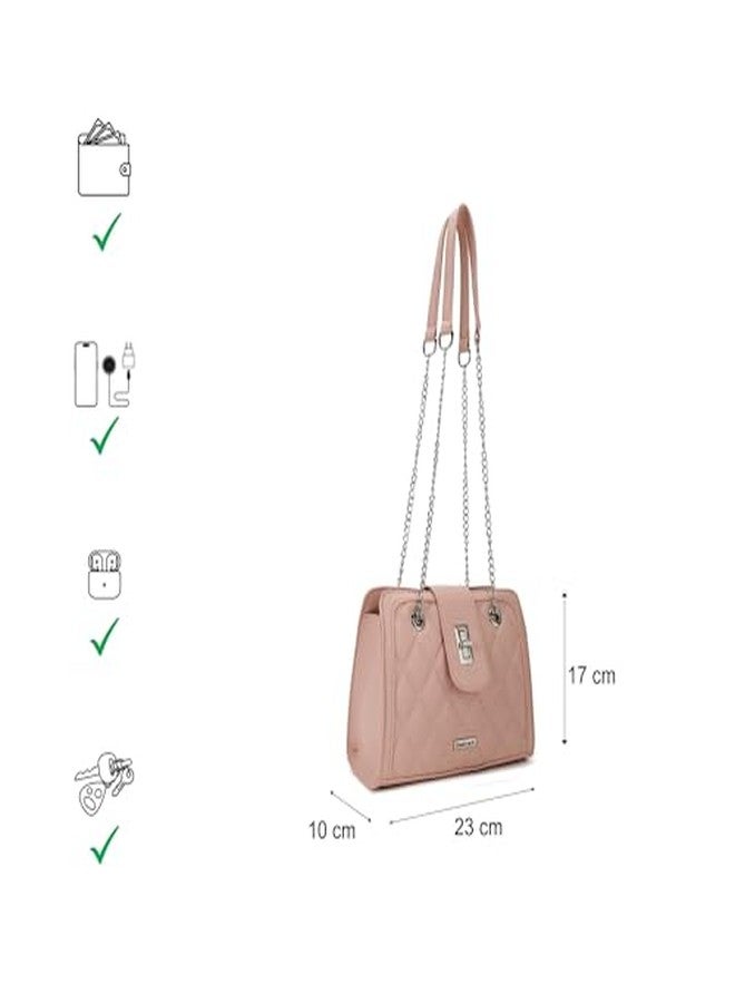Fastrack Quilted Shoulder Bag | Faux-Leather Women's Handbag | Adjustable Strap with Flap Lock & Gold Hardware - Image 5