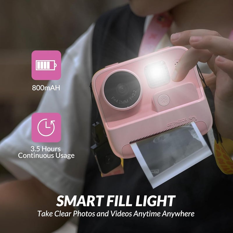 mafiti Kids Instant Print Camera, 48MP Digital With Zero Ink, Selfie 1080P Video, 32G TF Card, Toys Gifts for Girls Boys 3-12, Christmas/Birthday/Holiday (Pink) - Image 5