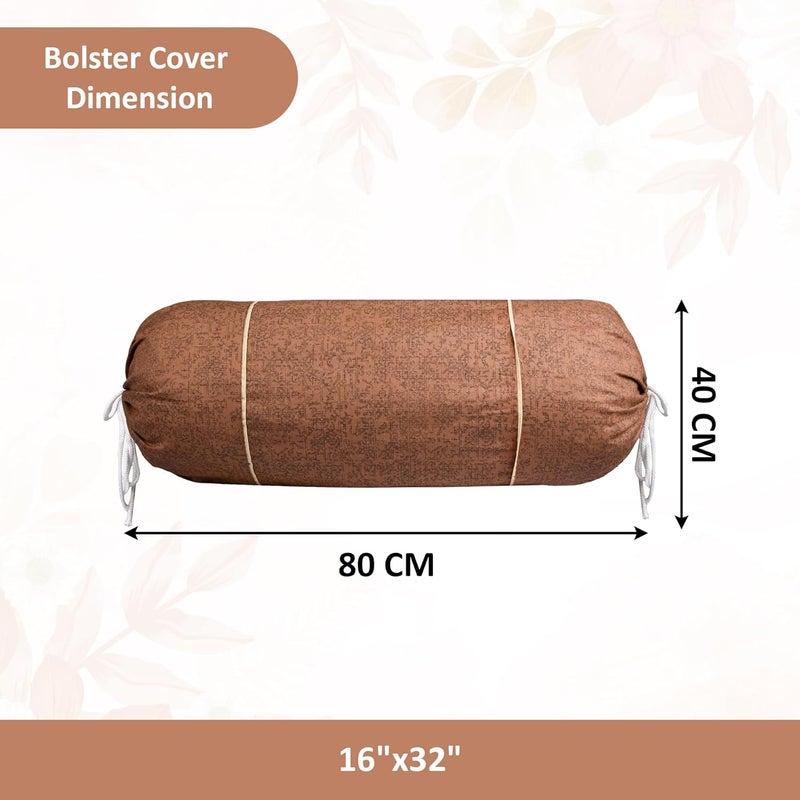 Kuber Industries Kuber Industries Set of 2 BolsterSide Pillow Cover 16x32 Cylindrical MaslandMasand Long Pillow Cover For Diwan Pillows Plain Brown  - Image 3