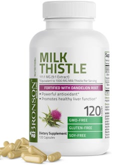 Bronson Silymarin Milk Thistle Extract 1000mg 120 Veg Capsules  - Image 1