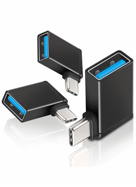 Right Angle USB C to USB Adapter, UseBean Aluminum 90 Degree USB-C to USB 3.0 Converter, Type C OTG, for MacBook Pro 2020, for iPad Pro, for Samsung Notebook 9 (3-Pack)