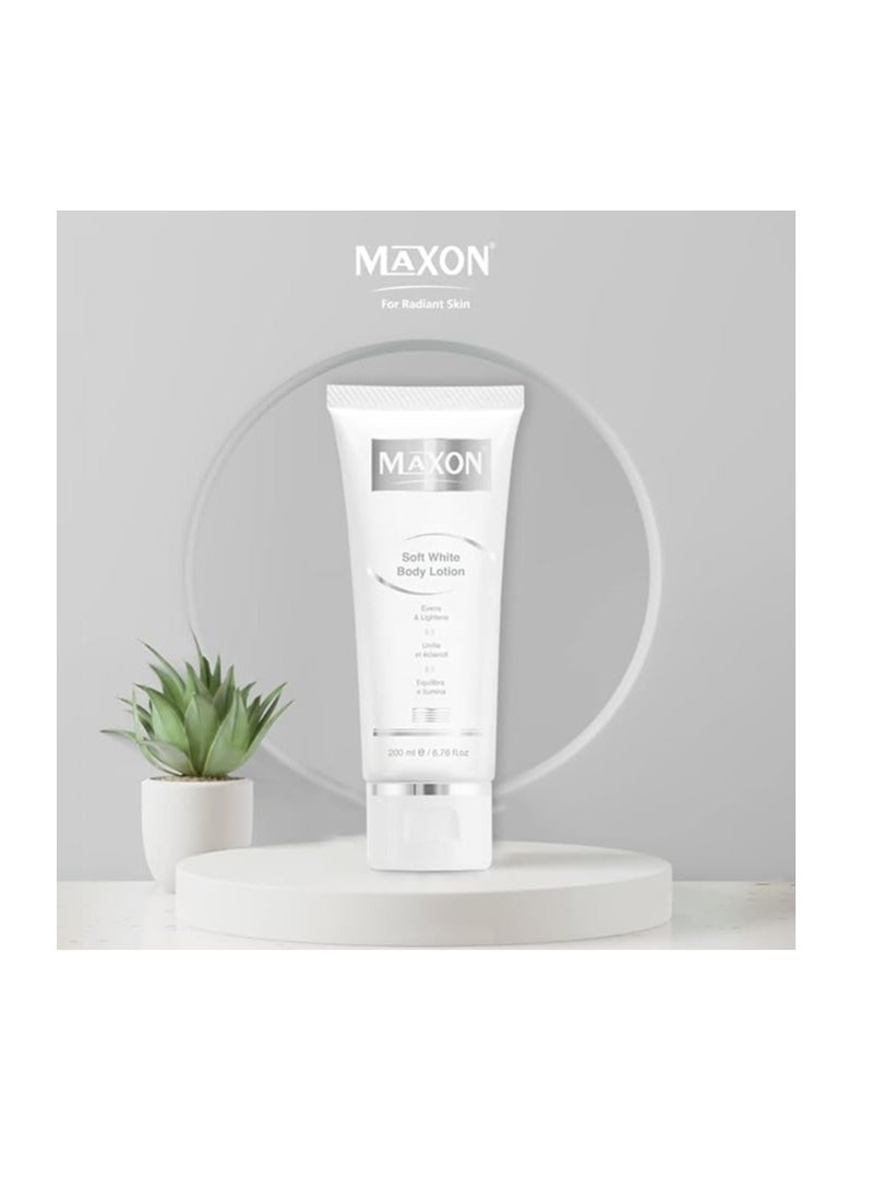 ماكس أون MAX-ON Soft White Whitening Body Lotion 200ml | Skin Perfector | Effective Skin Lightening Solution | Skin Care | All Type Skin | For Men and Women - Image 2