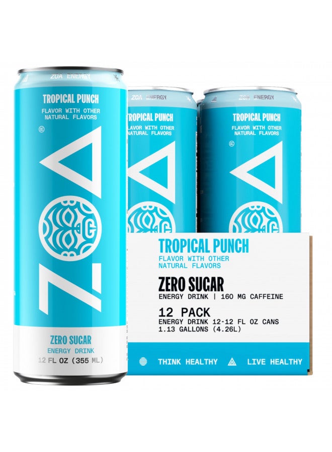 ZOA ZOA Zero Sugar Energy Drinks - Tropical Punch | Healthy Energy Formula with Natural Caffeine, Daily Vitamin C, Essential B-Vitamins | Gluten-Free, Keto Friendly | 12 Ounce Cans (Pack Of 12) - Image 1