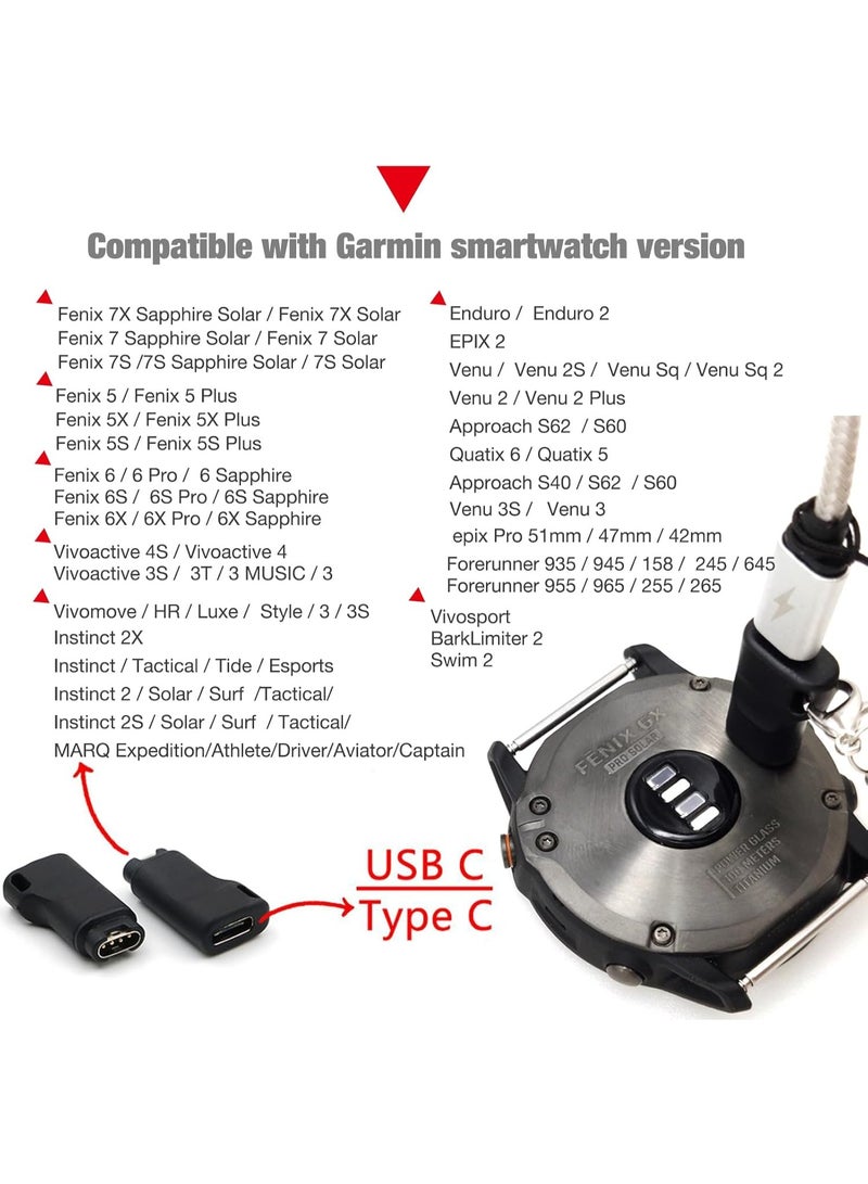 Type-C to Garmin Charging Adapter Converter for Garmin Fenix 7 / 7X / 6 Pro, Forerunner 245 / 945 / 955, Venu Sq, Vivoactive 4 / 4S, Instinct 2 - Image 2