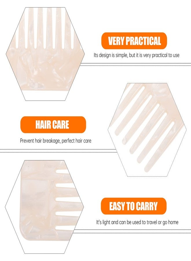 Beaupretty Tortoise Hair Detangler - Wide Tooth Comb for Thick Curly Wavy Wet Dry Hair - Acetate Pocket Comb - White - Image 3