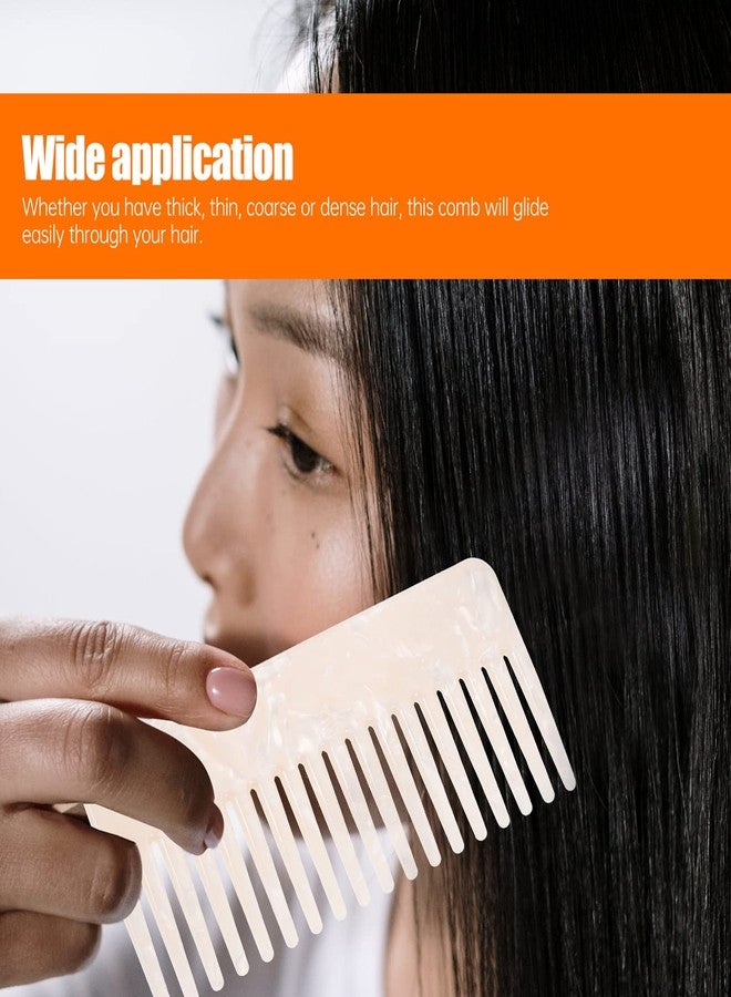 Beaupretty Tortoise Hair Detangler - Wide Tooth Comb for Thick Curly Wavy Wet Dry Hair - Acetate Pocket Comb - White - Image 5