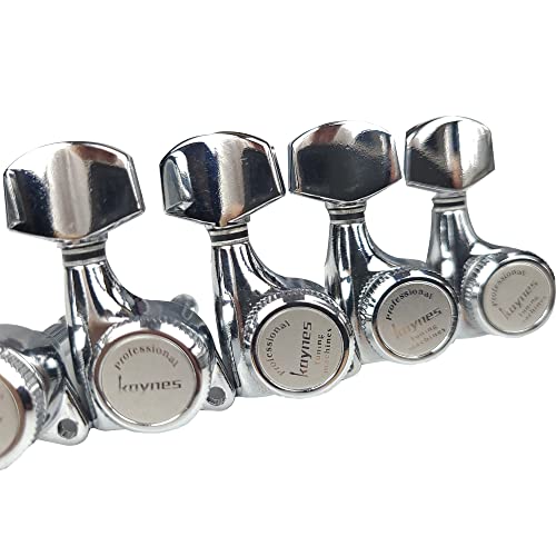 Kaynes Guitar Locking Tuners – 18:1 Chrome Silver Lock String Tuning Keys Pegs Machine Heads Tuners for Strat Tele ST TL LP SG most Electric or Acoustic Guitars (6 Inline for Right, Chrome) - Image 2