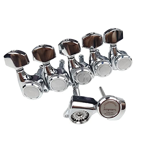 Kaynes Guitar Locking Tuners – 18:1 Chrome Silver Lock String Tuning Keys Pegs Machine Heads Tuners for Strat Tele ST TL LP SG most Electric or Acoustic Guitars (6 Inline for Right, Chrome) - Image 1