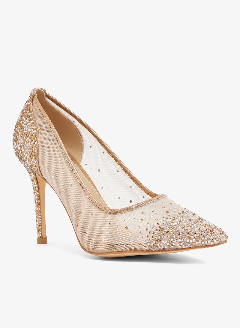 Ella Limited Edition gold mesh pump with stones
