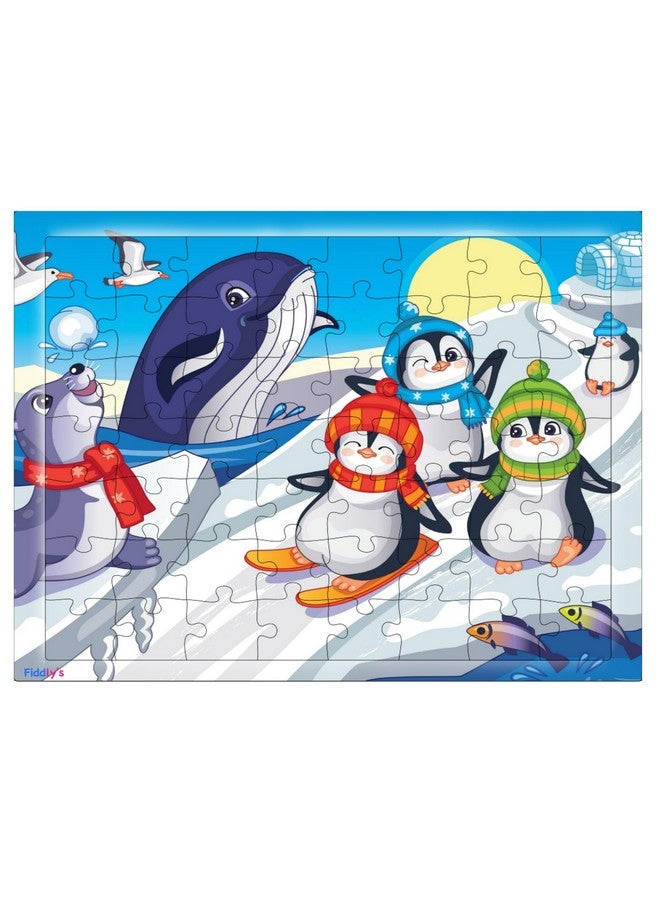 Fiddlys 54 Pcs Wood Jigsaw Puzzles for Kids & Children Age 6+ Animal World and Sea World (Ice) - Image 1