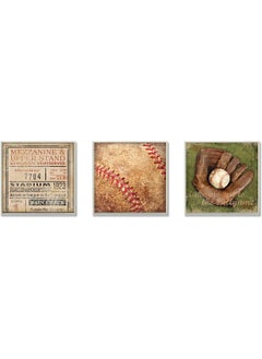 Stupell Industries The Kids Room by Take Me Out To The Ballgame Memories 3-Pc Square Wall Plaque Set  - Image 1