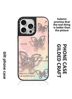 For Iphone 15PM For Huawei 60 Mobile Phone Case Magsafe Magnetic Suitable For Xiaomi 14pro Gold-plated Mobile Phone Protective Case-Color:Black Vitality Glass 16446_gem Butterfly-Applicable Models:For Iphone 15