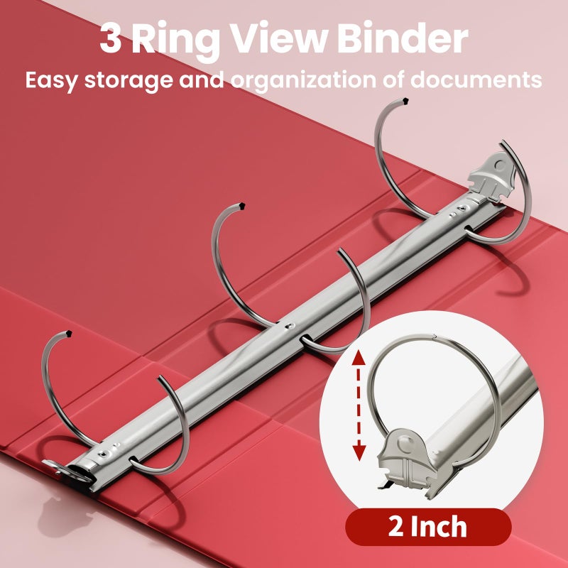 SUNEE Binders 2 Inch 3 Ring 4 Pack, 2" Classic 4-Color Binder Set (8.5x11 Inches) for Office, School or Home Supplies - Image 3