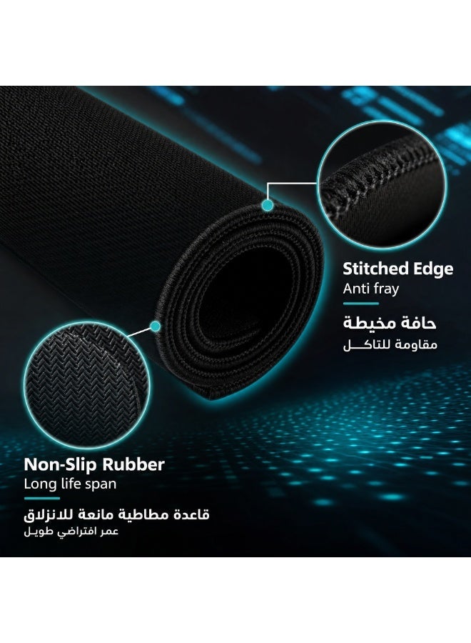 Premium Large Desk Mat with Office Software Shortcuts, Extended Keyboard & Mouse Pad with Non-Slip Rubber Base, Anti-Fray Stitched Edges - Black 800x300x3mm - Image 5