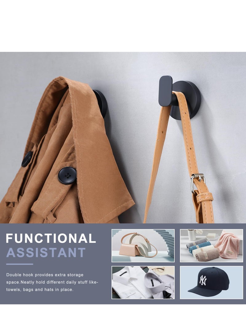 SYOSI 4 عبوة خطافات حائطية ثقيلة، خطافات لاصقة، خطافات معاطف، خطافات حائطية تلتصق في الحمام، خطافات utility بدون مسامير للمطبخ، خزائن، دولاب، مرحاض، سقف، باب، أسود غير لامع - Image 4