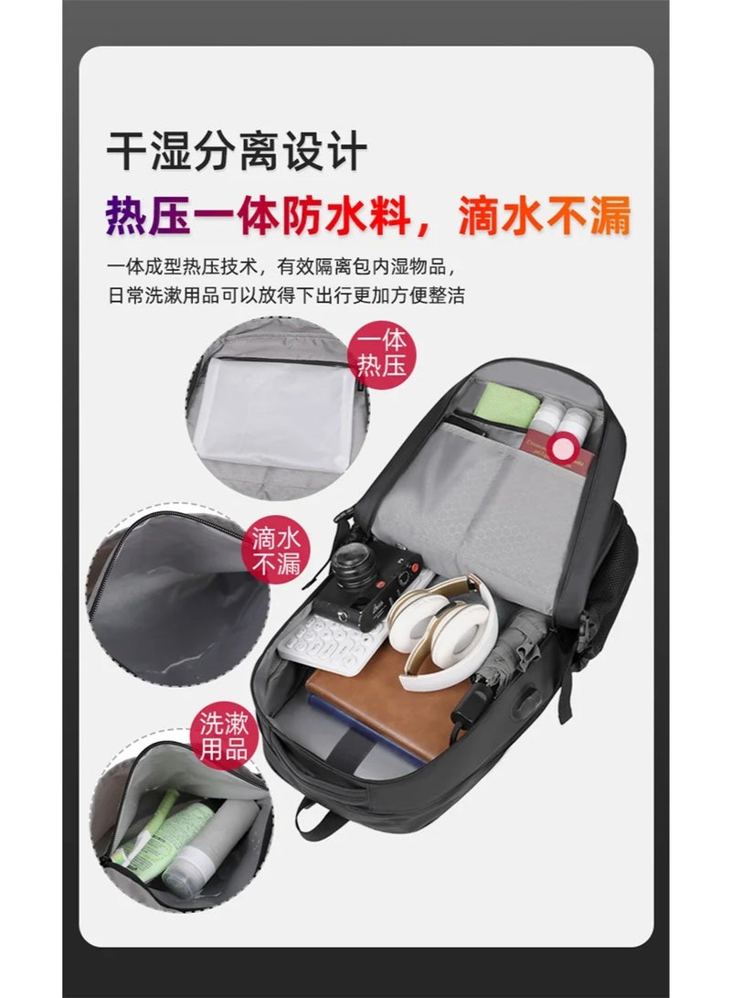 حقيبة ظهر متعددة الوظائف مقاومة للماء وقابلة للتوسيع وتخزين الأحذية وحقيبة ظهر عمل وكمبيوتر محمول مقاس 17 بوصة بسعة كبيرة - Image 4