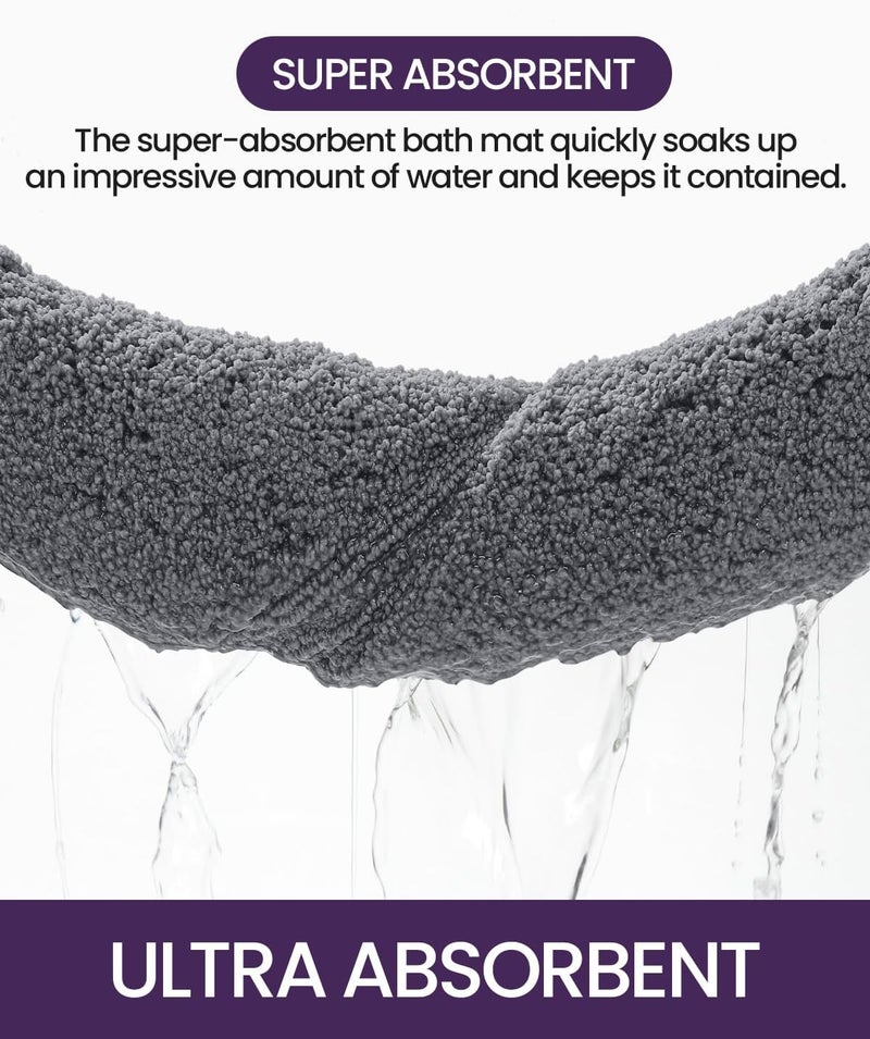 DEXI Bathroom Mat Rug, Extra Soft Absorbent Premium Bath Rug, Non-Slip Comfortable Bath Mat, Machine Washable Quick Dry Carpet for Tub, Shower Floor, Sink, 50 x 80 cm, Grey - Image 4