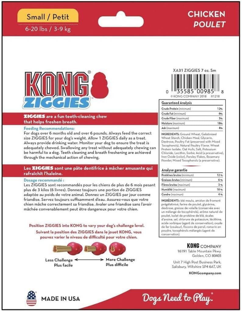 Kong Stuff'n Ziggies - Adult Dogs Enhanced Recipe (Small - 7 oz) - Pack of 3 - Image 5