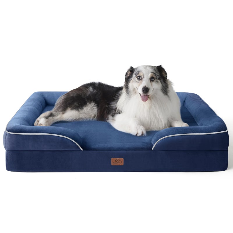 Bedsure Orthopedic Dog Bed for Extra Large Dogs XL Washable Dog Sofa Beds Large Supportive Foam Pet Couch Bed with Removable Washable Cover Waterproof Lining and Nonskid Bottom Navy Blue
