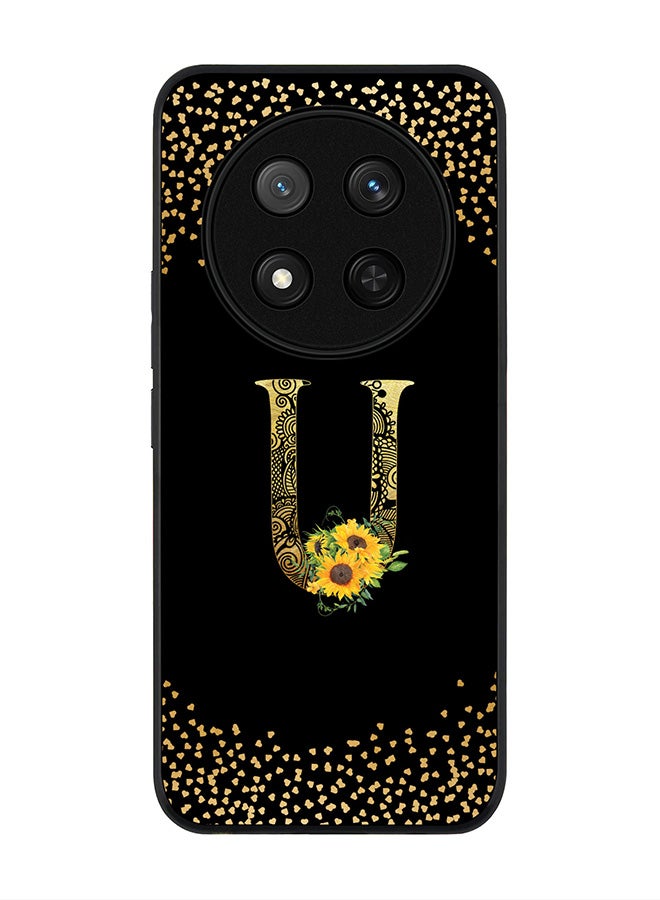 Stylizedd غطاء لهاتف Honor X9c / Honor Magic7 Lite 5G، حماية كاميرا نحيفة، غطاء هاتف مضاد للصدمات - تصميم زهور مخصص - U (أسود) - Image 1