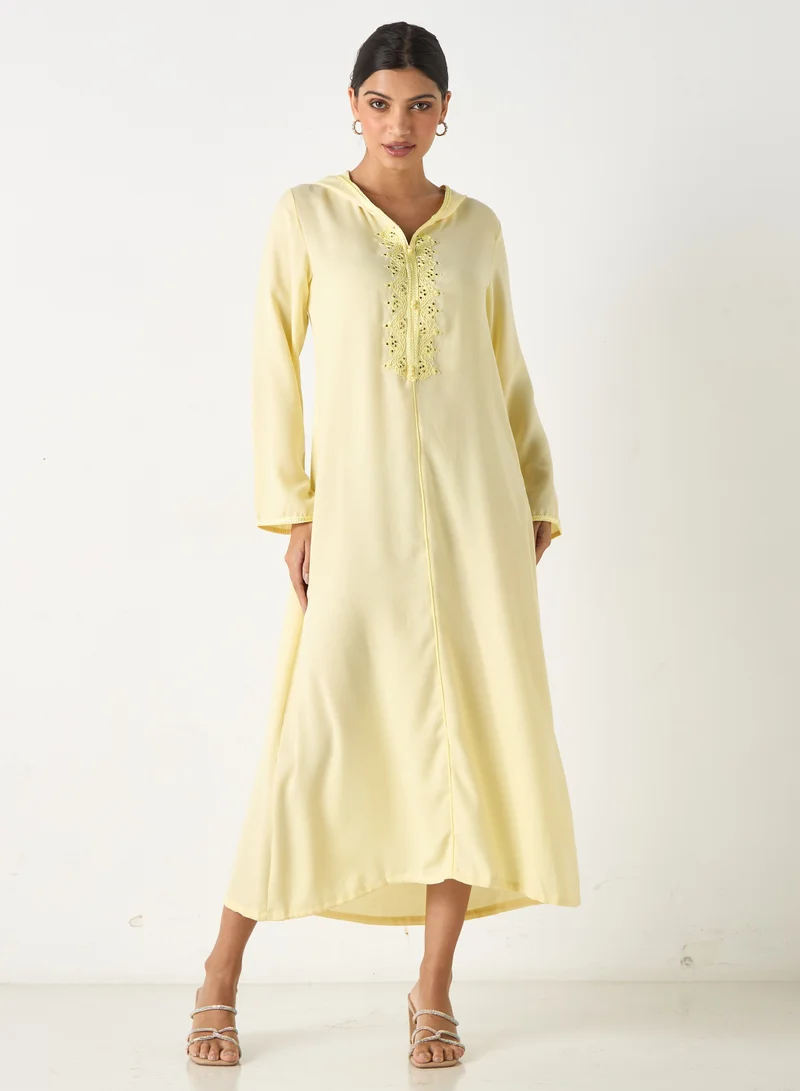 Hadiyath Al Madinah HM- Embroidered Jalabiya with Hood