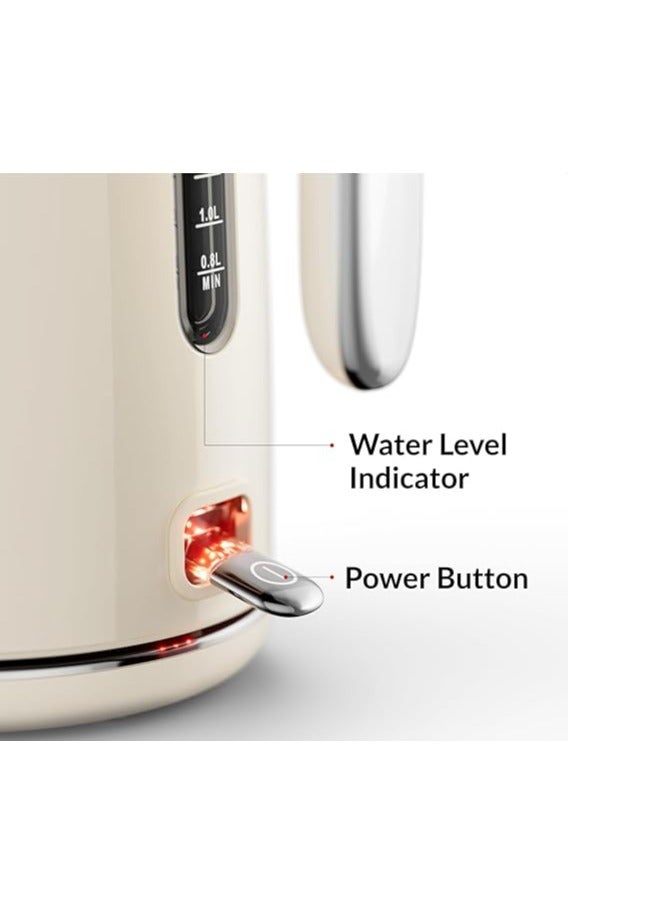 Feller Germany, Retro Style 1.7L Kettle with Thermometer, 2200 W, Stainless Steel Body, STRIX Controller, Dry Boil & Automatic Switch-Off, Ek200, (Cream) - Image 5