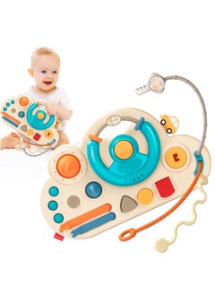 XiuWoo Busy Board Montessori Sensory Toys for Girls Kids and Boy 18 Months, Steering Wheel Driving Pull String Toy for Kids, Educational Travel Toddler Toys for 2-5 Years Old  - Image 1