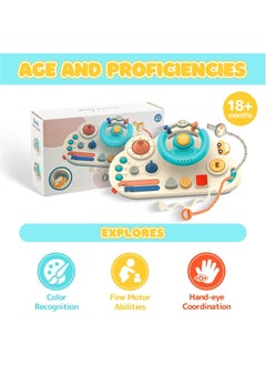 XiuWoo Busy Board Montessori Sensory Toys for Girls Kids and Boy 18 Months, Steering Wheel Driving Pull String Toy for Kids, Educational Travel Toddler Toys for 2-5 Years Old  - Image 2