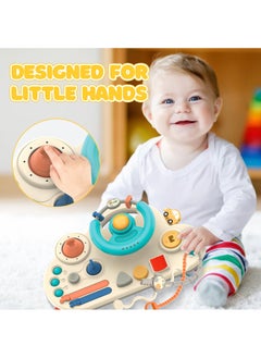 XiuWoo Busy Board Montessori Sensory Toys for Girls Kids and Boy 18 Months, Steering Wheel Driving Pull String Toy for Kids, Educational Travel Toddler Toys for 2-5 Years Old  - Image 5