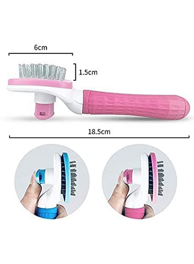 مجموعة من فرشاة العناية بالحيوانات الأليفة Slicker مع مشط البراغيث للكلاب والقطط، ومشط العناية بالحيوانات الأليفة ذو الوجهين والتنظيف الذاتي - Image 2