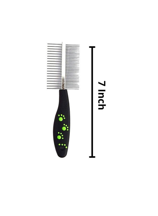 مجموعة من فرشاة العناية بالحيوانات الأليفة Slicker مع مشط البراغيث للكلاب والقطط، ومشط العناية بالحيوانات الأليفة ذو الوجهين والتنظيف الذاتي - Image 4