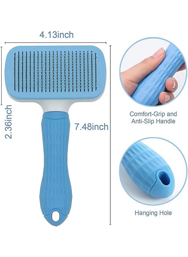 مجموعة من فرشاة العناية بالحيوانات الأليفة Slicker مع مشط البراغيث للكلاب والقطط، ومشط العناية بالحيوانات الأليفة ذو الوجهين والتنظيف الذاتي - Image 3