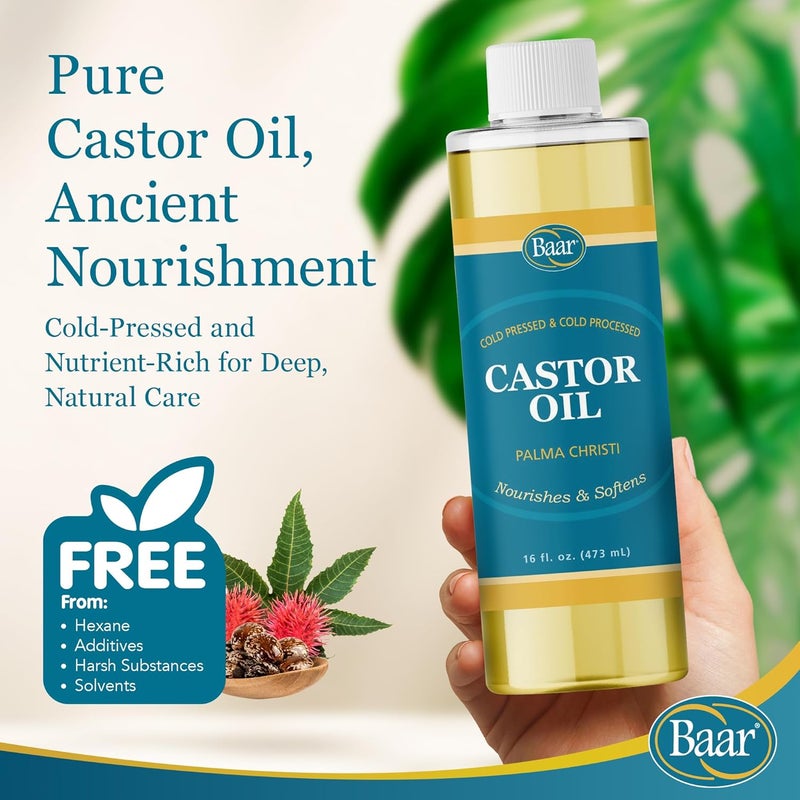 Baar Cold-Pressed Castor Oil - 16 Ounces, Hexane Free, Nourishes & Softens - Image 2