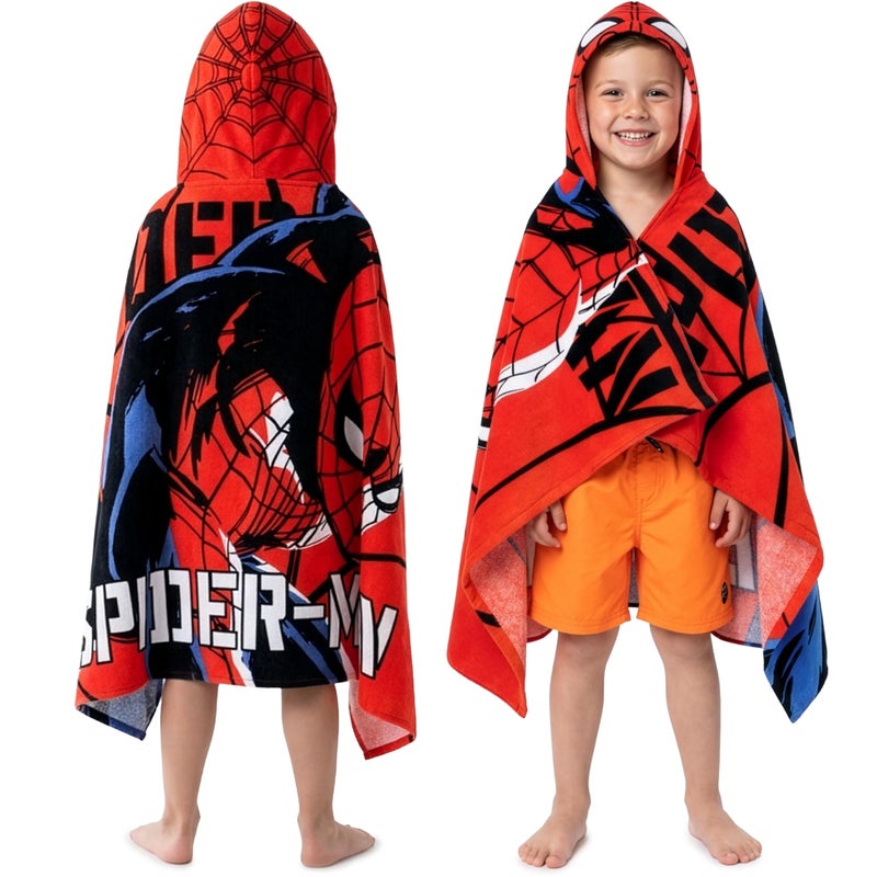 Marvel Spiderman Kids Changing Robe Hooded Towel Poncho Boys Girls Avengers Wearable Towel for Swim Surf Gifts for Kids Red Spiderman 614 Years - Image 2