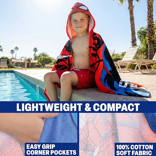 Marvel Spiderman Kids Changing Robe Hooded Towel Poncho Boys Girls Avengers Wearable Towel for Swim Surf Gifts for Kids Red Spiderman 614 Years - Image 3