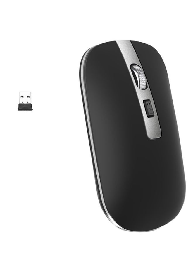 NIBEMINENT Rechargeable Bluetooth Mouse With USB Adapter Black/Silver - Image 1