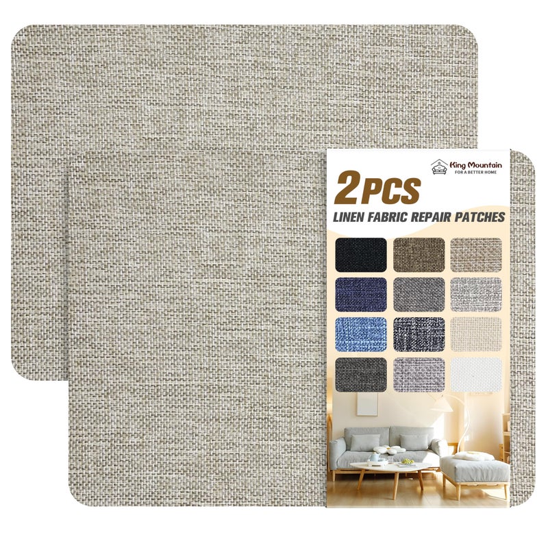 Coarse Linen Repair Patches SelfAdhesive Linen Fabric Patches 8X11 inch 2 PCS Multi Color Can be Used for Linen Sofa Repair 8 x 112PCSCreamGray 10