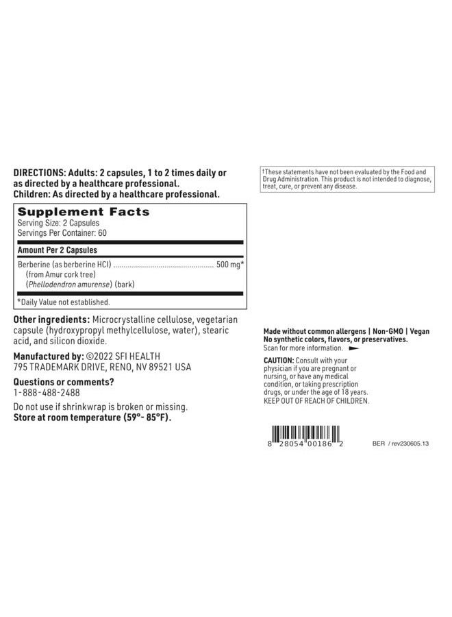 Klaire Labs بيربرين HCI 500 ملغ - مكمل بيربرين - خالي من الغلوتين، مضاد للحساسية (120 كبسولة) - Image 5