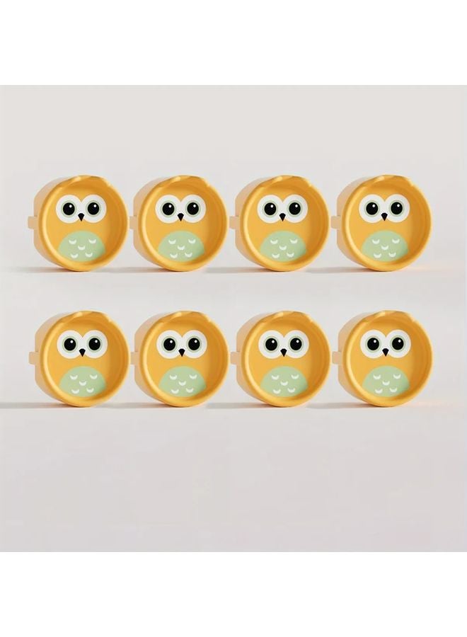 Yellow 8pcs European Standard Socket Covers Dustproof Shockproof 2 Hole Outlet Safety - Image 1