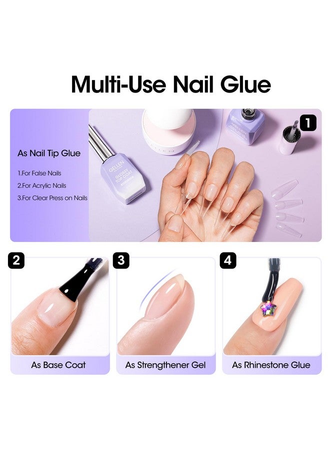 جيلين مجموعة جل غراء الأظافر وجل تجفيف الأظافر، 4 في 1 غراء أظافر بالأشعة فوق البنفسجية من شركة ليد للأظافر الصناعية، أظافر أكريليك، أظافر شفافة قابلة للضغط، جل ممتد لأظافر جل إكس، يدوم طويلاً لأكثر من 28 يومًا - Image 3