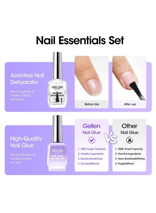 جيلين مجموعة جل غراء الأظافر وجل تجفيف الأظافر، 4 في 1 غراء أظافر بالأشعة فوق البنفسجية من شركة ليد للأظافر الصناعية، أظافر أكريليك، أظافر شفافة قابلة للضغط، جل ممتد لأظافر جل إكس، يدوم طويلاً لأكثر من 28 يومًا - Image 2